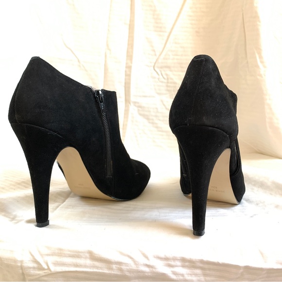 Nine West Phantom black suede peep-toe stiletto booties 8.5 - Picture 5 of 15